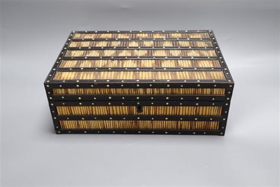 A Ceylonese quill box, c.1860, width 28cm